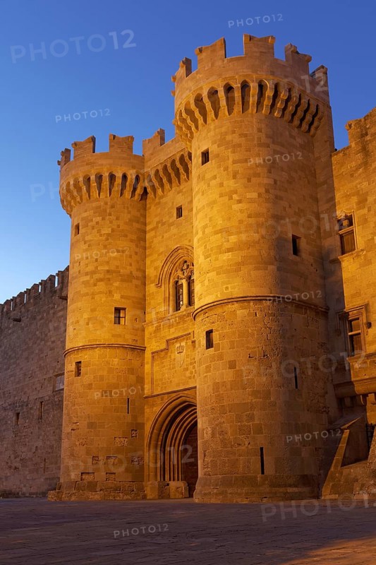 Main entrance with medieval towers