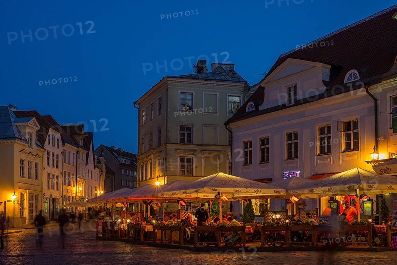Restaurant on Town Hall Square in the evening