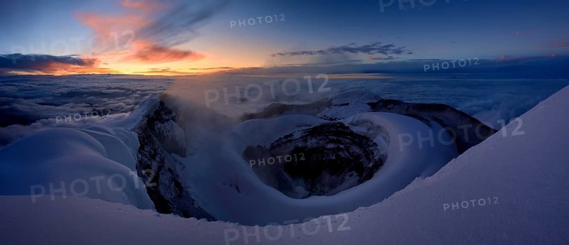 Crater of Cotopaxi Volcano at sunrise