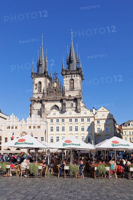 Sidewalk cafe in front of the Church of Our Lady before Tyn