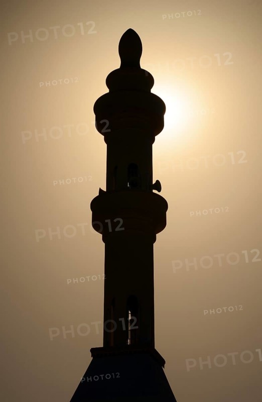 Silhouette of a minaret of a mosque