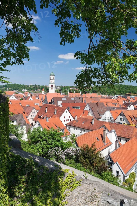 View across the historic centre to St Martin's Church