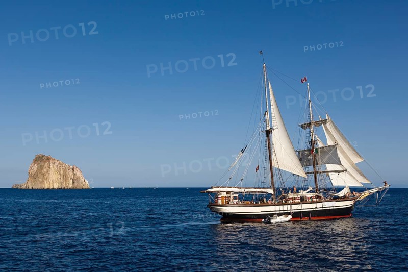 Yacht sailing off Isola Dattilo