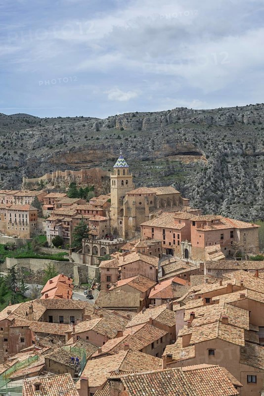 Cityscape with cathedral and castle