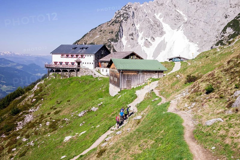 Gruttenhuette mountain hut along the Wilder-Kaiser-Steig hiking trail