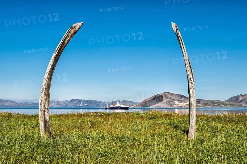 Tourist boat anchored off Yttygran Island
