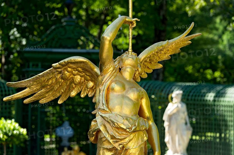 Golden fountain figure of the goddess Fama