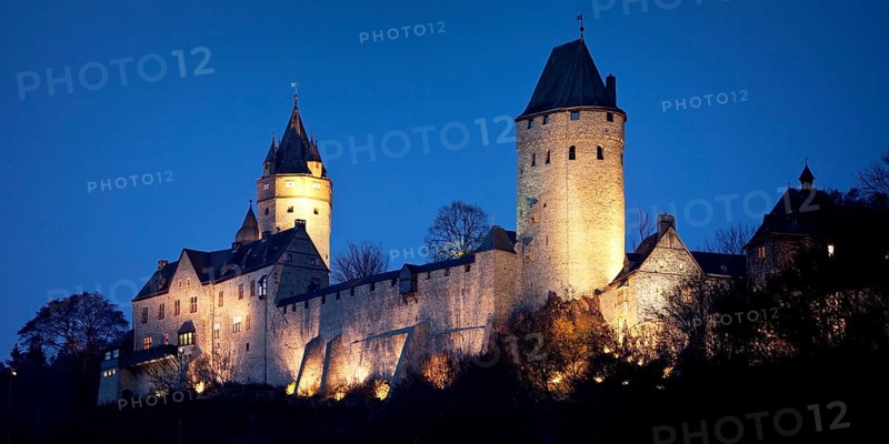 The illuminated Burg Altena Castle