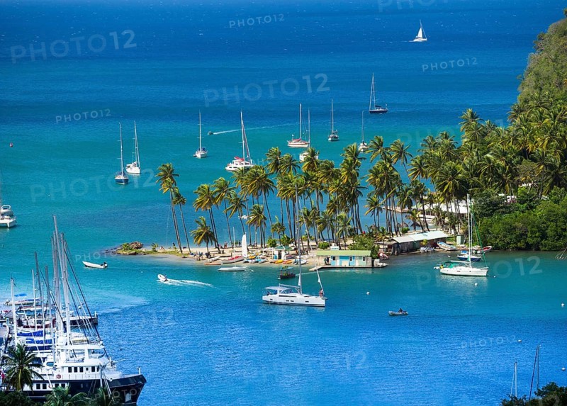View of Marigot Bay with yachts