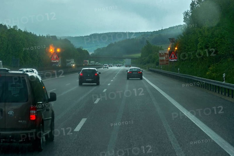 Traffic during heavy rain with poor visibility
