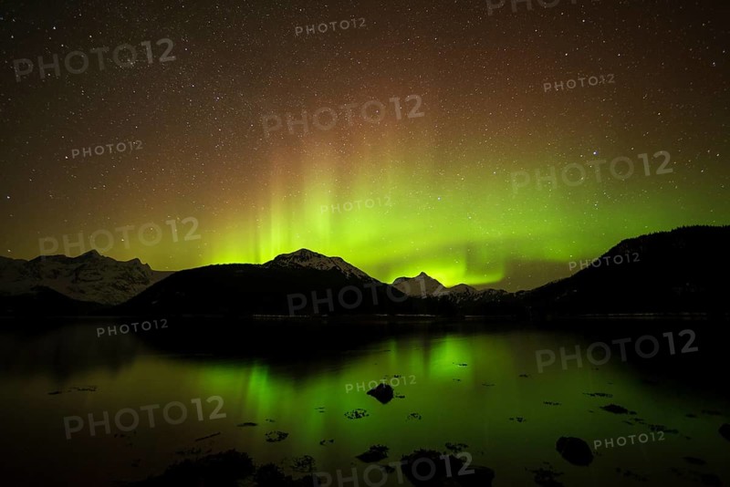 Aurora borealis lights up the Chugach Range