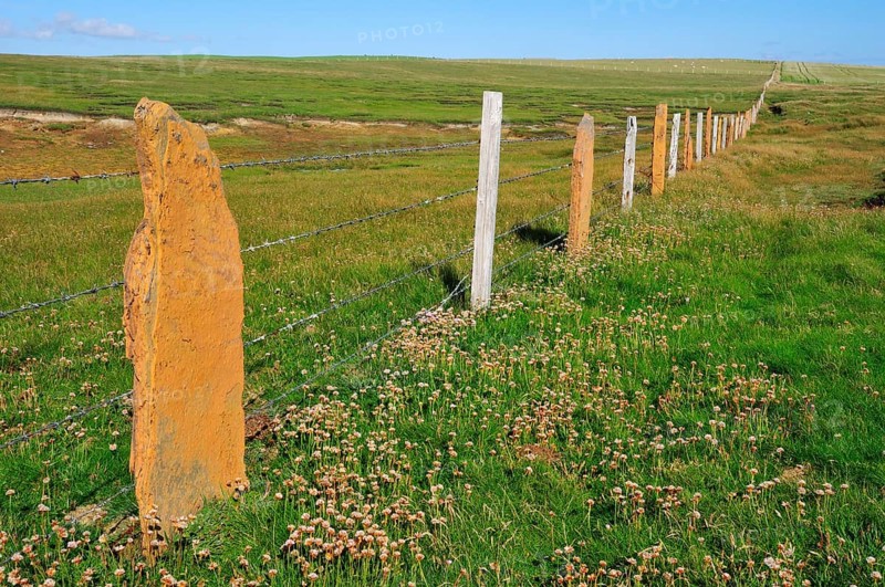 Typical fence with stone slabs