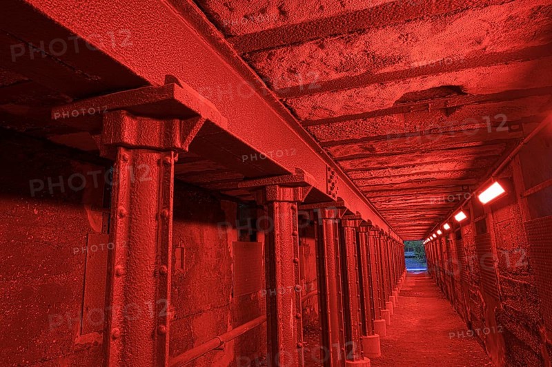 Red illuminated tunnel