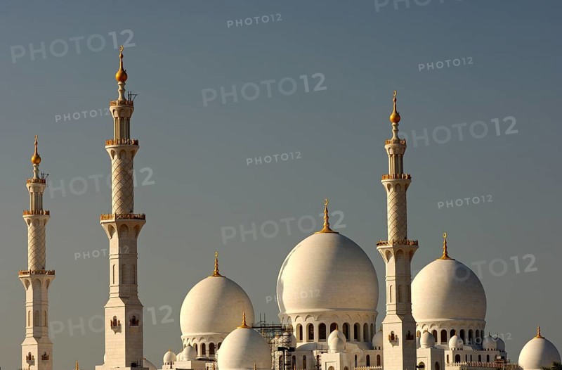 Domes and minarets of the Sheikh Zayed Bin Sultan Al Nahyan Mosque