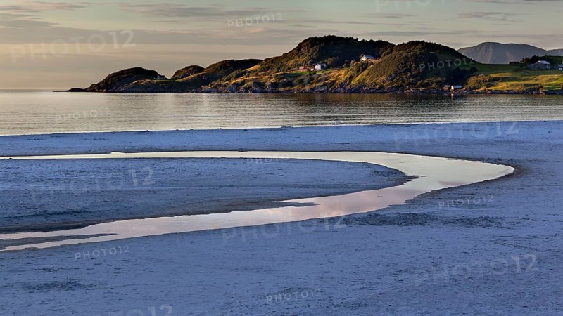 Refviksanden Beach with estuary in the evening light