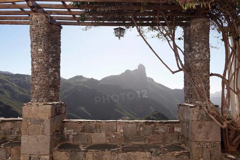 Views from Tejeda to the Roque Bentayga rock formation
