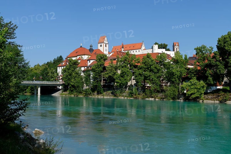 Former St. Mang's Abbey with the Hohe Schloss Castle above the Lech River