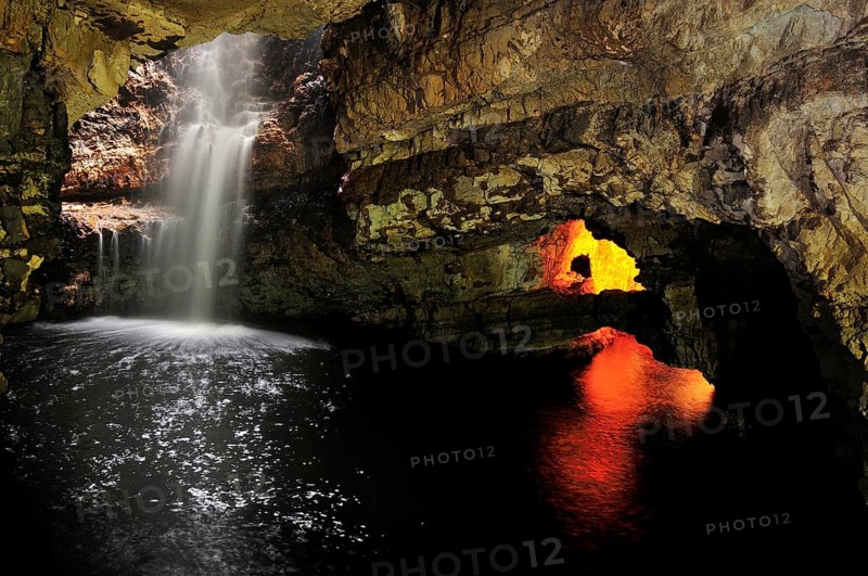 The underground waterfall of the Allt Smoo stream in Smoo Cave