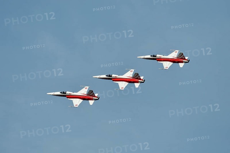 Formation flight of the Patrouille Suisse with the Northrop F-5E Tiger II