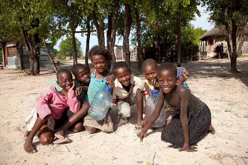 Cheerful children in a village in the Okavango Delta
