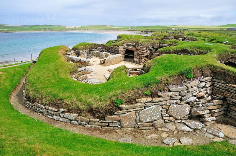 Excavation site at the Neolithic settlement of Skara Brae