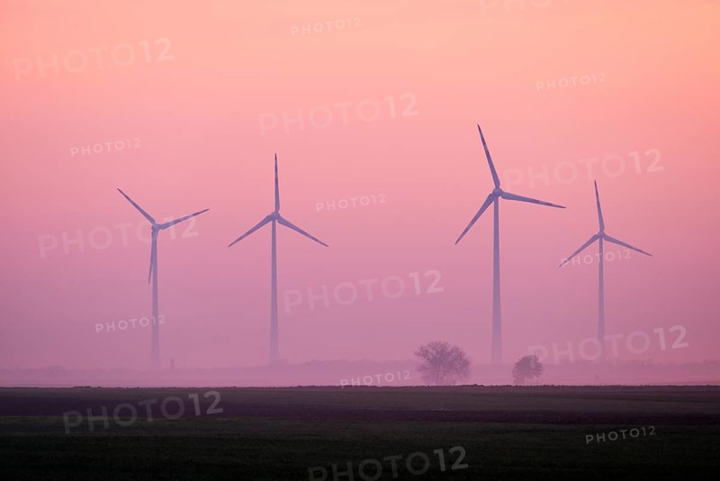 Wind farm in the fog