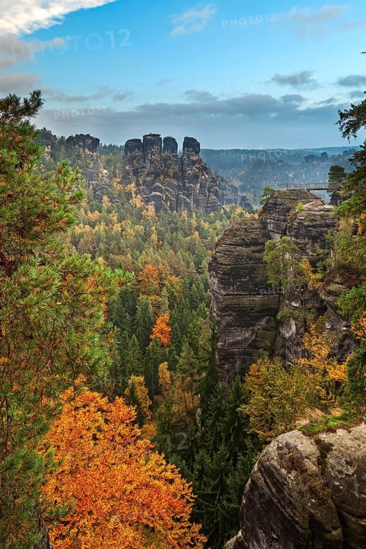 View from the Basteibrucke in autumn