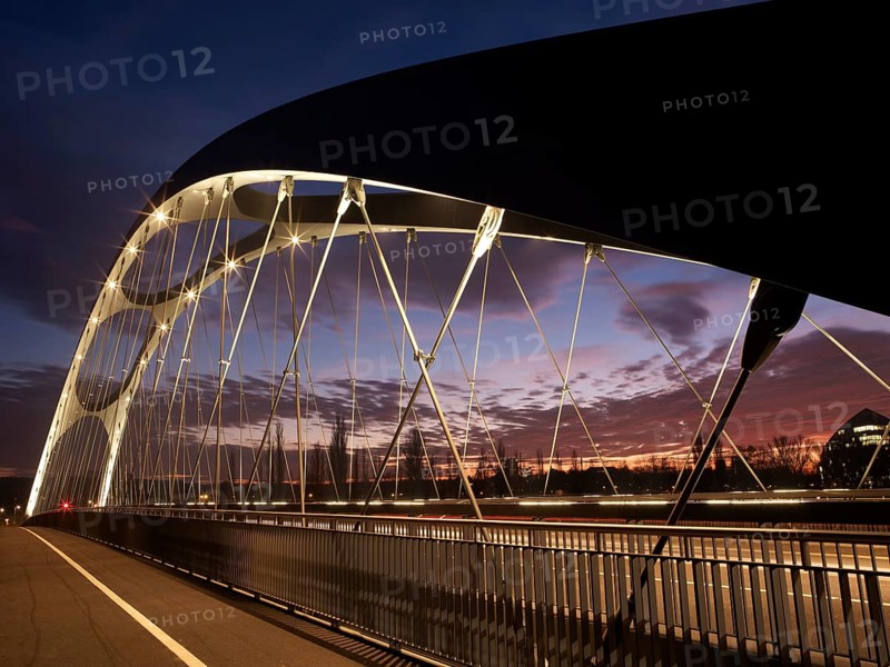 Osthafenbruecke bridge at dusk