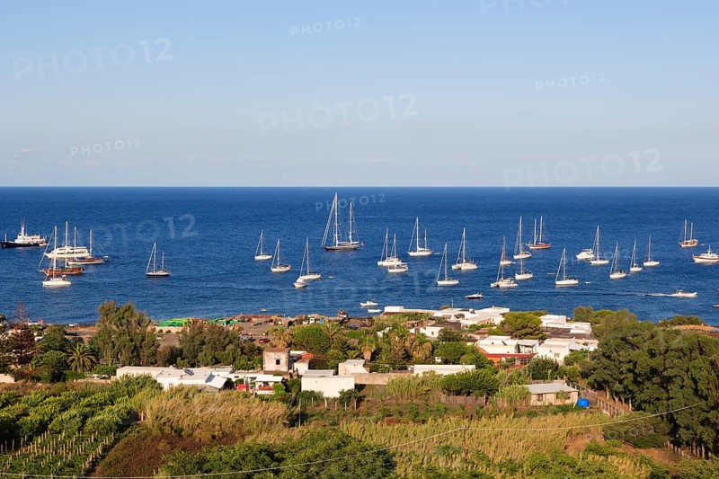 Boats in the Tyrrhenian Sea off Isola Stromboli