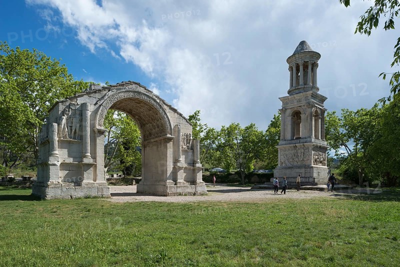 Triumphal arch and mausoleum in the ancient Roman city of Glanum