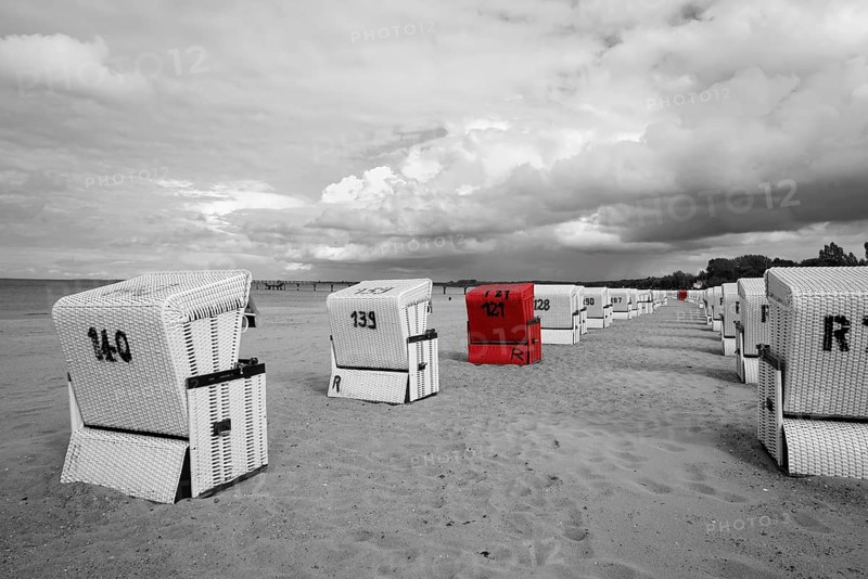 Beach with beach chairs