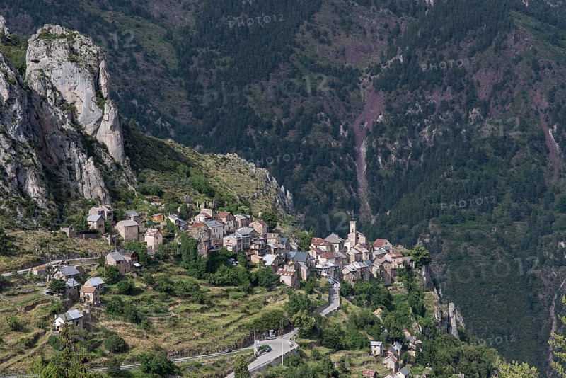 Mountain village of Roubion along the Route des Grandes Alpes mountain road