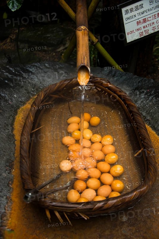 Eggs being boiled in hot water