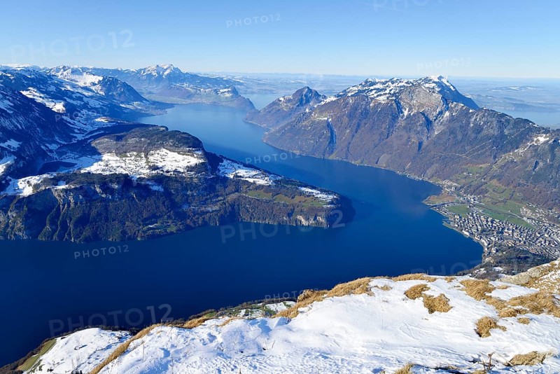 View from the Fronalpstock on Lake Lucerne with the Rigi and Pilatus in back