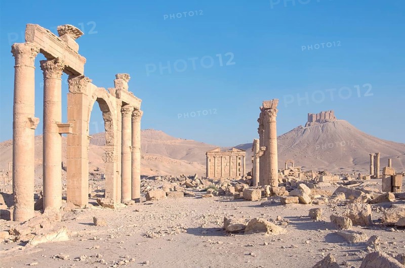 Ruins of the ancient city of Palmyra in the morning light