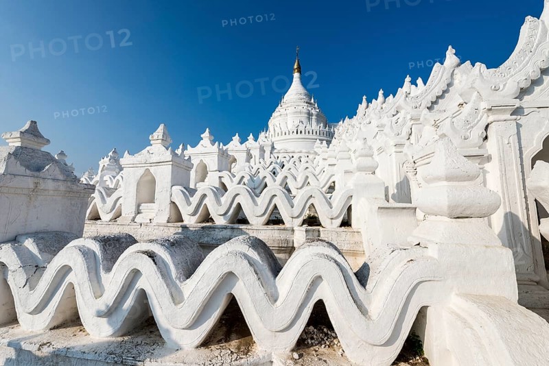 White Buddhist Hsinbyume Pagoda or Myatheindan Pagoda