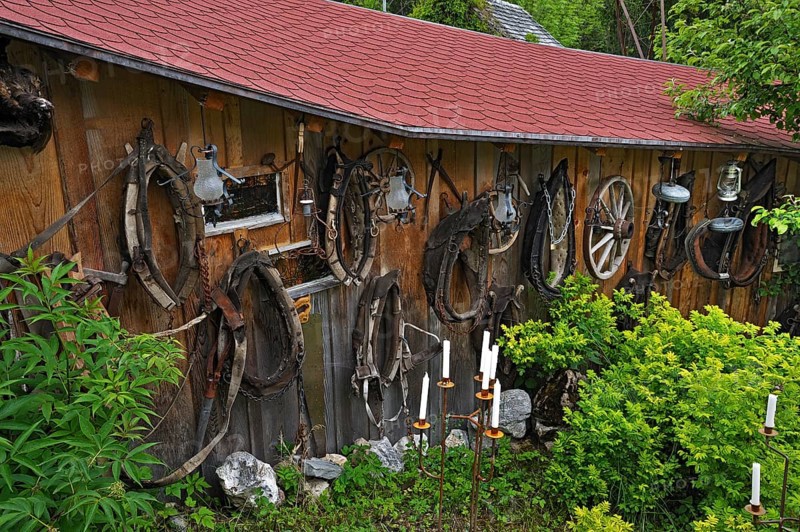 Various yokes on the Carriage Museum