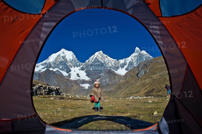 View of a local girl from a tent