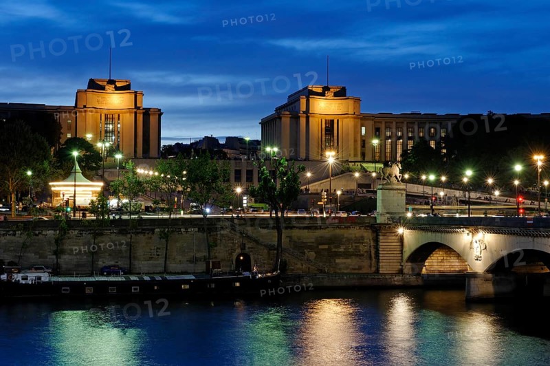 Dusk over the Seine at the Pont d'Iena with Palais de Chaillot