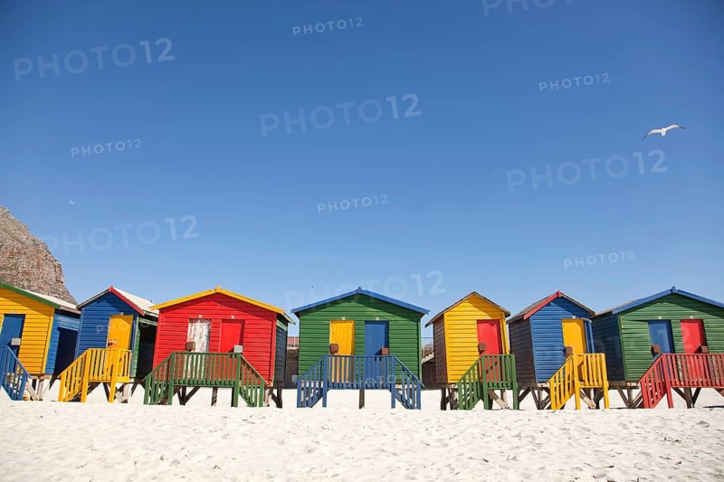 Colourful beach houses in Muizenberg