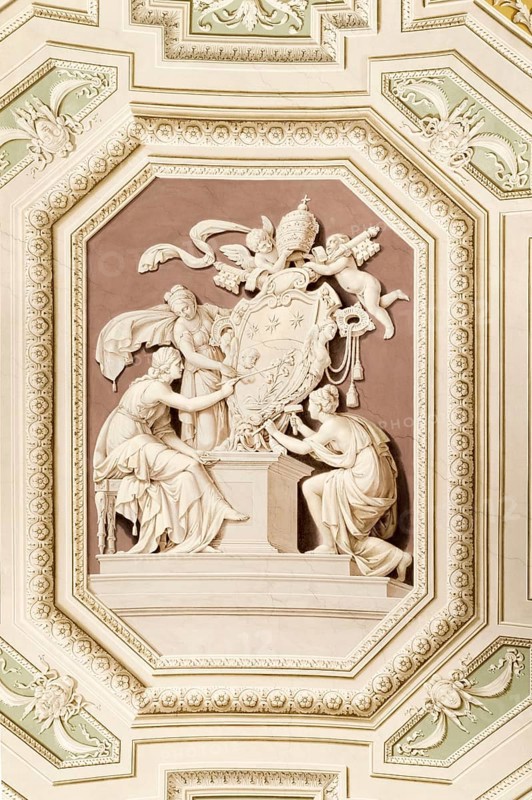Illusionistic ceiling frescoes in the Galleria degli Arazzi