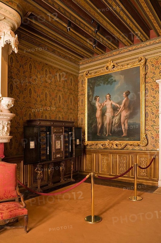Salon Francois I with painting The Three Graces by Van Loo