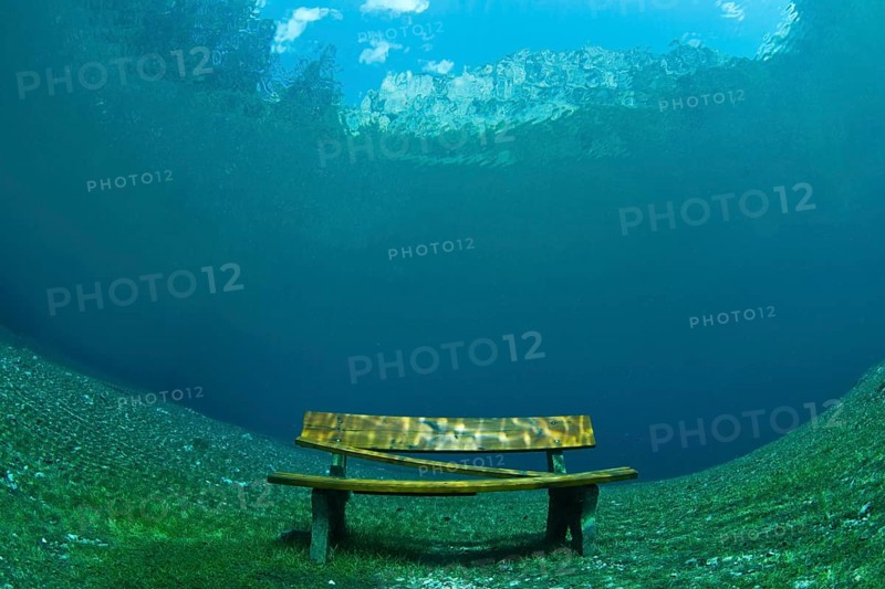 Sunken bench in Gruener See or Green Lake
