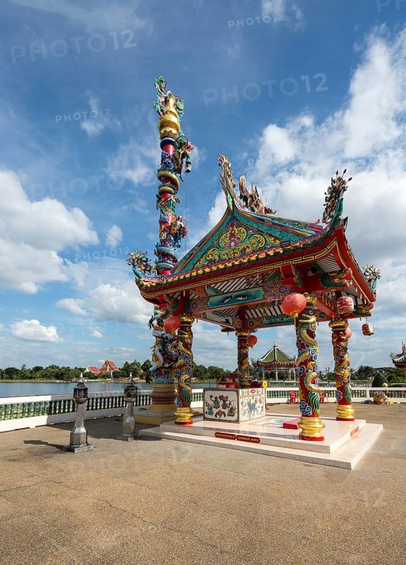 Sky-earth-pillar at the Chinese Sanjao Phuya Temple or Saan Chao Pu Ya Temple