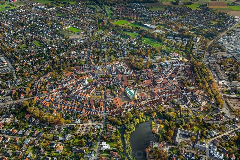Overview of Wiedenbruck with St. Aegidius Church and the Franciscan Monastery of Wiedenbruck