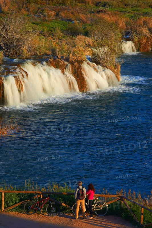 Tourists watching waterfalls