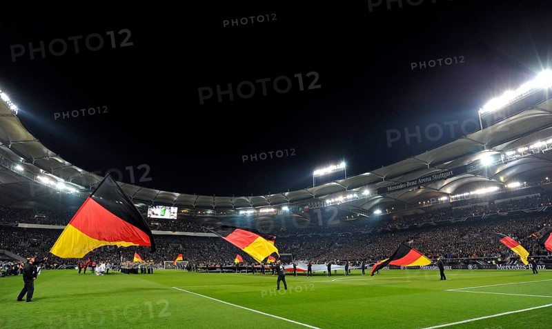 Flag-wavers bearing German flags before the match Germany - Chile