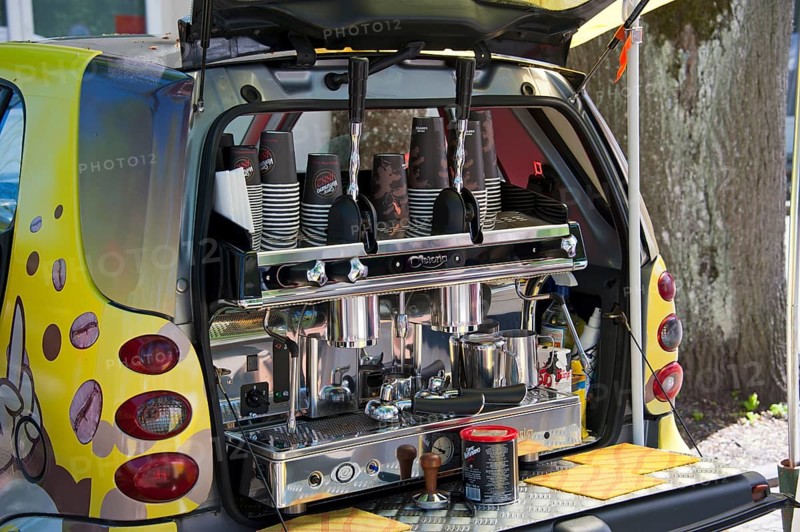 Smart car transformed into a coffee shop
