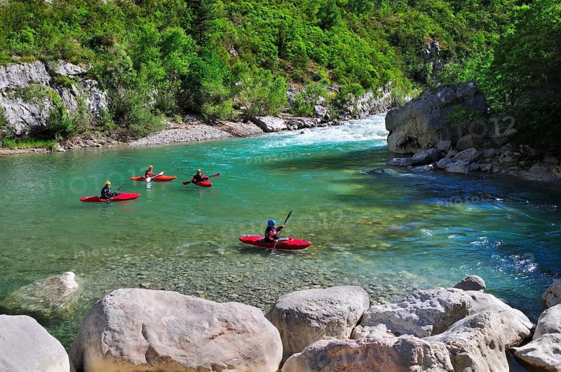 Canoeists in the Verdon Gorge
