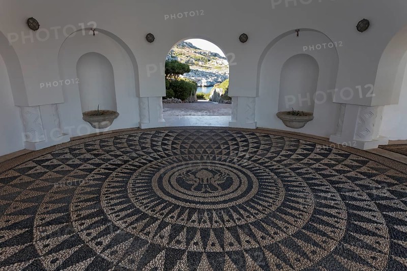 Pavilion with pebble mosaic